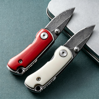 Couteau de poche pliant en acier Damas, outil EDC portable avec manche haut de gamme pour le camping en plein air, la randonnée, la collection et l'usage quotidien