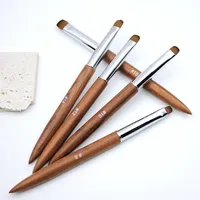 Pinceau à ongles français de haute qualité, manche en bois, nylon, pour dessin, strass, gel, peinture, outil de manucure 8-16