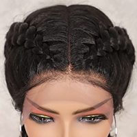 Perruque tressée à trois brins transparente, couleur ombrée synthétique, livraison gratuite, avec dentelle frontale à deux parties