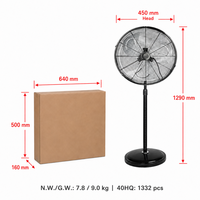 Ventilateur sur pied en métal JH-PF118-18 pouces, 80W, puissant, électrique, 3 pales en aluminium, pour la maison et l'industrie