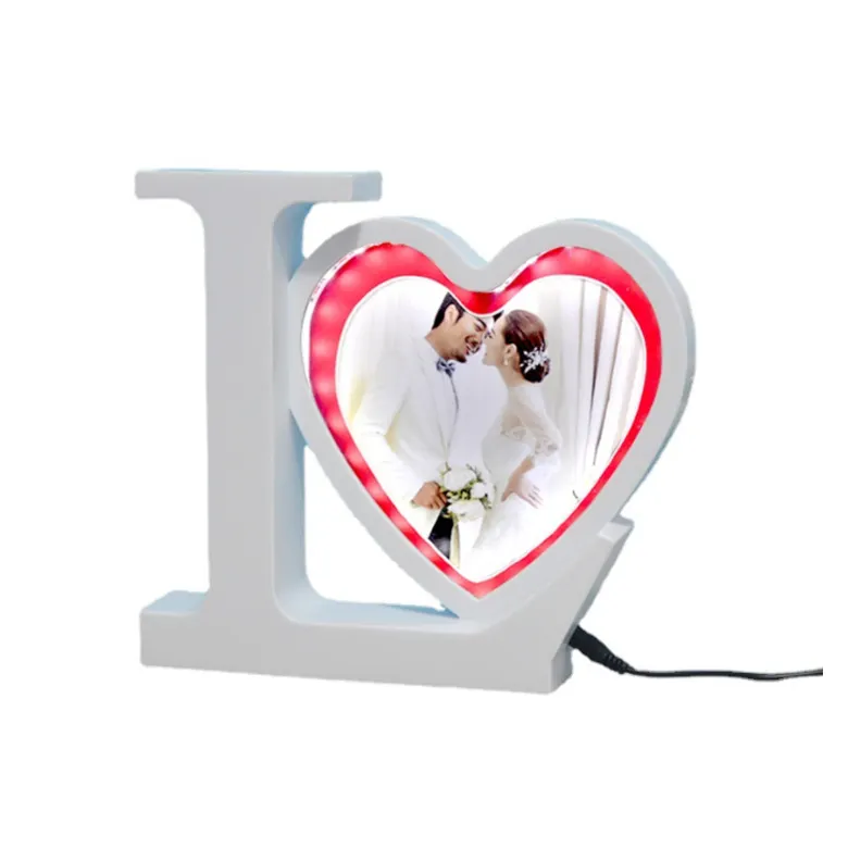 3 in 1 LOVE Magic Mirror Sublimation Blank Photo Frame Custom LED Magic Mirror With USB Charger For Valentine's Day