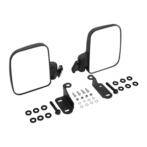 Adjustable Folding Side Mirrors For Polaris Ranger XP 1000, Can-Am Defender - Wider View, Matte Black, 2PCS