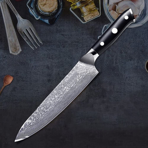 Couteau de cuisine professionnel pour chef, lame en acier Damas forgée, manche en bois, manche intégral, fournisseur OEM en gros, à bas prix - Product Image 3