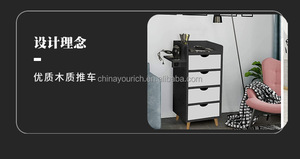 Chariot à tiroirs <span class=keywords><strong>de</strong></span> rangement noir et blanc à 4 niveaux, facile à organiser, idéal pour les outils des coiffeurs dans les salons <span class=keywords><strong>de</strong></span> coiffure ou les salons <span class=keywords><strong>de</strong></span> beauté - Product Image 3