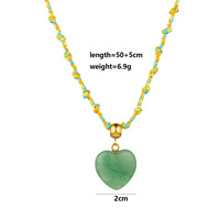 Collier artisanal pour femme avec pendentif en pierre naturelle, chaîne de clavicule haut de gamme en cristal en forme de cœur, couleur inaltérable