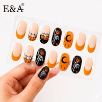 Fournisseur d'usine, Ventes Flash, Nouvelle Décoration Artistique, Bandes de vernis à ongles Halloween pré-dessinées, entièrement couvrantes, en résine non toxique de haute qualité