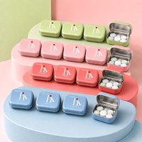 Boîte en fer blanc mini rectangulaire personnalisée, écologique et recyclable, avec couvercle à charnière, pour emballage de bijoux, bonbons et menthes