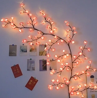 Guirlande lumineuse LED en forme de branche de cerisier, rose, feuille d'érable, papillon, avec télécommande, 8 modes, pour Noël, décoration murale, décoration de fête