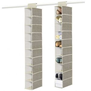 Custom Logo Non Woven Fabric 10 Shelf Foldable Hanging Organizer Hanging Closet <b>Storage</b> Bag for Clothing <b>Shoes</b> - Product Image 5