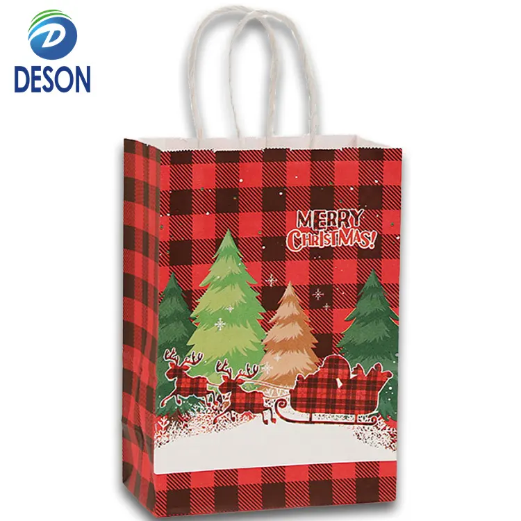 Deson Custom Logo Atacado Colorido Lojas De Varejo Quadrado Fundo De Papel Transportadora Compras Padaria Sacos com Alças