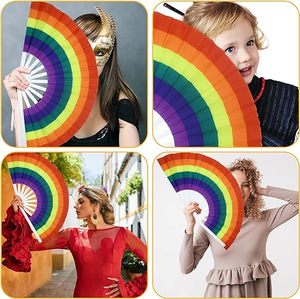 Abanico Plegable de Bambú Pintado con Arcoíris de 33 cm con Marco Blanco para el Mes del Orgullo LGBT, Fiestas de Año Nuevo, Regalos Empresariales y Promociones - Product Image 6