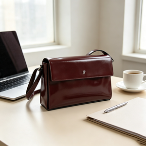 Wine Red Glossy Leather Flap <b>Purse</b>, Rectangular Shape Adjustable Shoulder Strap Daily Shoulder Bag - Product Image 4