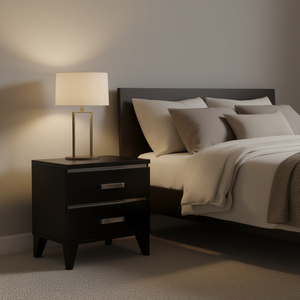 Comodino Chelsie con Finitura Nera, 2 Cassetti, Mobile Moderno per Camera da Letto - Product Image 2