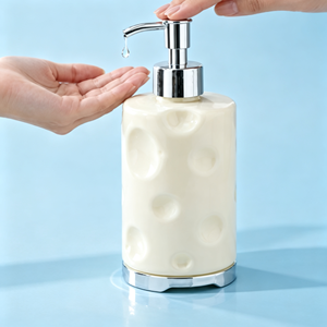 Flacon pompe en plastique à texture crème pour cosmétiques, lotion, shampoing, emballage rond pour salle de bain - Product Image 3