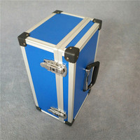 Valise de transport rectangulaire bleue épaissie en ABS, surface personnalisable, doublure EVA, boîte à outils portable compacte, capacité 10L, en aluminium
