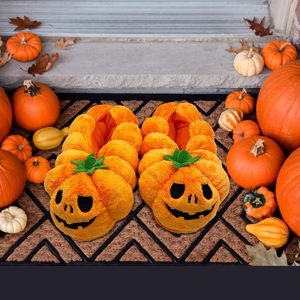Chaussons d'intérieur LK Fashion Halloween Pumpkin Demon pour femmes, mignons, en peluche, pantoufles Pumpkin Demon pour Halloween, pour la maison - Product Image 4