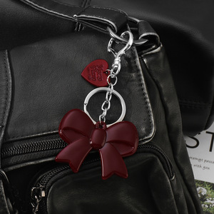 Fashion Exquisite Fashion High Appearance Level Wine Red Acrylic Bow <strong>Cloud</strong> Glass Mirror Star love <strong>Keychain</strong> Bag Pendant - Product Image 3