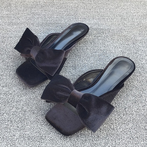 Sandales de luxe 3CM pour femme, style claquettes, avec nœud, talons chaton, chaussures tendance - Product Image 4