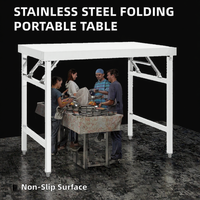 Table pliante en acier inoxydable 201, établi portable, table de barbecue, cantine, restaurant, stand, marché nocturne, extérieur, qualité alimentaire