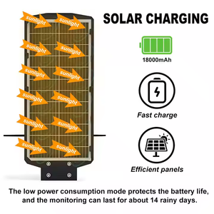 Fabrika toptan açık LED güneş sokak lambası güvenlik kamerası 4G güvenlik APP cep telefonu gece görüş dahili Siren bulut - Product Image 3