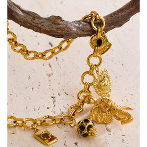 Jinyou 4019 inyou inyou minjyou שרשרת תליון זהב מפלדת אל חלד משובצת פיל מתכת שחור - Product Image 2