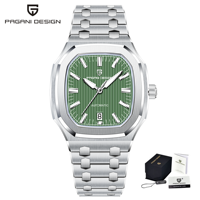 Montre automatique PAGANI DESIGN PD-YS033, mouvement Peacock SL1621, boîtier carré en acier inoxydable, montre mécanique pour affaires et loisirs
