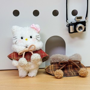 Costume de poupée personnalisé de 10 cm, manteau en tissu à carreaux mignon, châle, tenue de mini-poupée, accessoires de déguisement, vente en gros - Product Image 4