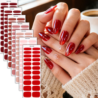 Autocollants pour ongles en gel couleur unie, finition mate, 22 bandes, sans cuisson, sans HEMA, sans UV, enveloppements d'ongles à couverture complète, élégants, minimalistes, pour nail art DIY