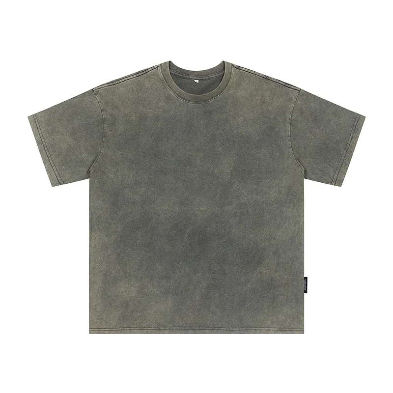 LEMACRO hochwertiges Sommerkleid klassisches unbedrucktes T-Shirt mit individuellem Logo-Muster Baumwolle Übergröße Acid-Wash-T-Shirt für Herren