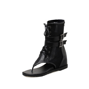 Sandalias Planas de Lujo para Mujer, Chanclas, Pantuflas, Botines con Cordones y Punta Abierta, Zapatos Casuales para Caminar al Aire Libre - Product Image 3