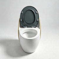 Offre Spéciale – WC Monobloc en Céramique de Luxe au Design Moderne, Forme Œuf, à Poser au Sol, pour Hôtels et Résidences