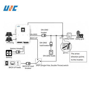 Convertisseur hybride monophasé IP65 10000W 48V/51.2V 3MPPT On/Off Grid 240V/230V/220V haute fréquence à montage mural - Product Image 2