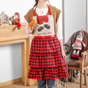 Ensemble d'ustensiles de Noël en gros : Tablier de Père Noël à carreaux Buffalo avec jupe à volants, ornement pour scène de cuisine de Noël - Product Image 4