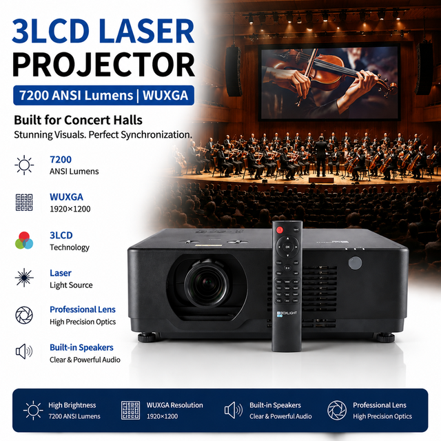 Manual Lens Zoom 3LCD Laser Projector7200 ANSI Lumens Wuxga for Stadium Screen Multi-projection