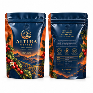 Bolsa de café de diseño personalizado con fondo plano y cierre de cremallera para granos de café - Product Image 4