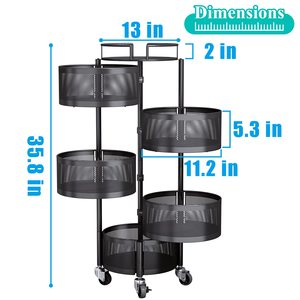 Hot Sale <strong>Kitchen</strong> Trolley Cart Storage <strong>Rack</strong> Shelf Multi-layer <strong>Vegetable</strong> Fruit Basket 360 Degree Rotating Baskets <strong>Rack</strong> With Wheels - Product Image 4