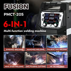 Machine à souder multifonction <span class=keywords><strong>DECAPOWER</strong></span> Digital Intelligence FUSION PMCT-205 6 en 1 MIG MMA TIG Cut Multi Welder 230V en stock - Product Image 1