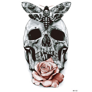 Adesivi per Tatuaggi Temporanei a Forma di Teschio, Neri, Impermeabili, per Arte Corporea, per Uomini e Donne, Braccio e Collo, Design Personalizzato - Product Image 4