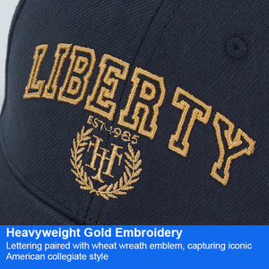 Wholesale Custom Vintage Preppy Style Embroidered Logo High Quality Cavalry Twill Fabric <b>Navy</b> Blue Baseball Cap Sports Caps - Product Image 3