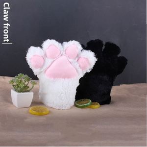 <b>Plush</b> Black White <b>Cat</b> Paw Gloves Animal Mitten Cosplay Costume Anime Paw Lolita Accessories Gloves Toy - Product Image 2