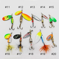 Leurre de pêche à queue de coq de truite basse Kit d'appâts Spinner en métal dur pour saumon