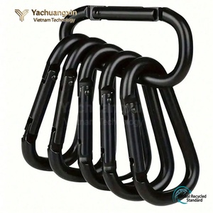 Mosquetón tipo D de aleación de aluminio negro, gancho para acampar al aire libre, escalada, llavero, paquete de 4 - Product Image 4