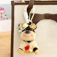 Llavero de Mascota Perro con Disfraz de Abeja Peluda, Llavero de Peluche de Animal Kawaii para Accesorio de Llave de Coche
