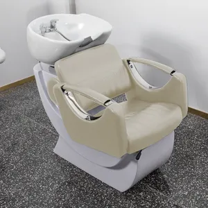 High Quality Sitting Luxury Comfortable Lying Massage Furniture Shampoo Chair Washing Bed With Ceramic Bowl