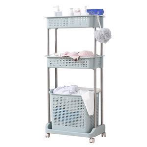 Cestas de lavandería de plástico de 3 niveles de calidad superior con acero inoxidable para almacenamiento de ropa de baño y lavandería - Product Image 4