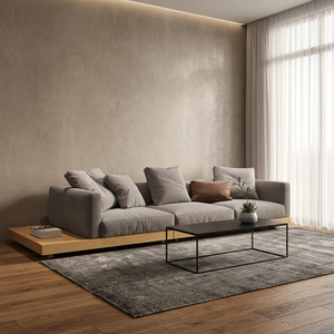 Sofá Moderno Minimalista de Tres Plazas con Base de Madera y Tapicería Cuadrada, Muebles de Lujo para Sala de Estar - Product Image 2