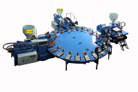 Machine de moulage par injection de semelles de chaussures en PVC à 24 stations rotatives automatiques 1 2 3 couleurs WINSTEEL à moteur, prix abordable