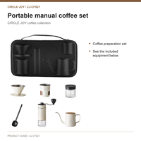 Ensemble moulin à café manuel portable Circle Joy avec meules en céramique, kit pour café filtre, bouilloire 350 ml, filtre à café en acier, tasse à café et étui de transport