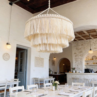 Abat-jour en macramé à franges multi-niveaux de style bohème OEM ODM pour les intérieurs de maisons et les restaurants