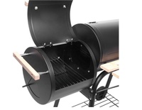 Barbecue à charbon de bois grand baril extérieur avec roues de chariot de table d'appoint pour patio et fêtes d'arrière-cour